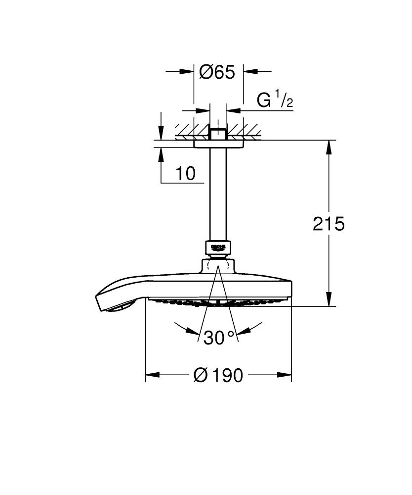 ЧертежGrohe Power&Soul Cosmopolitan 190 (26172LS0)