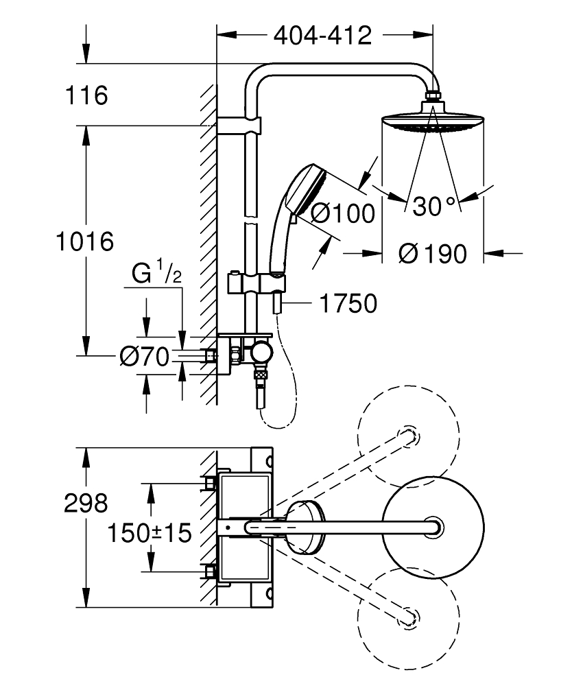 ЧертежGrohe Power&Soul (27911000)
