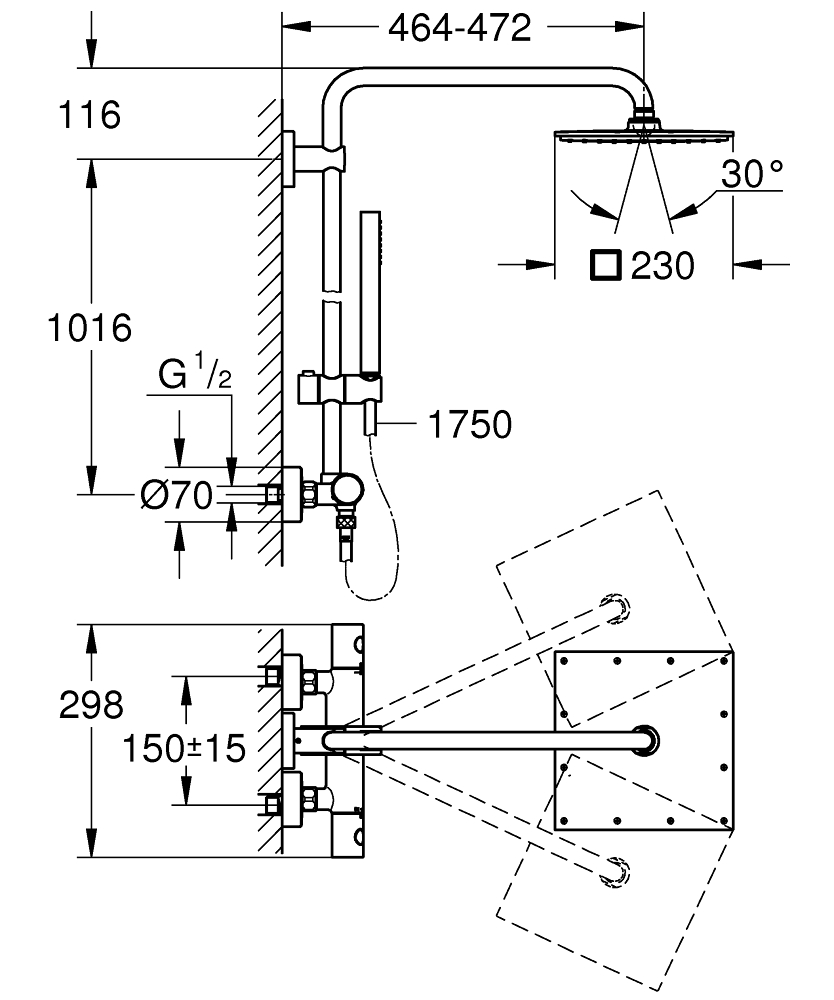ЧертежGrohe Power&Soul (27911000)