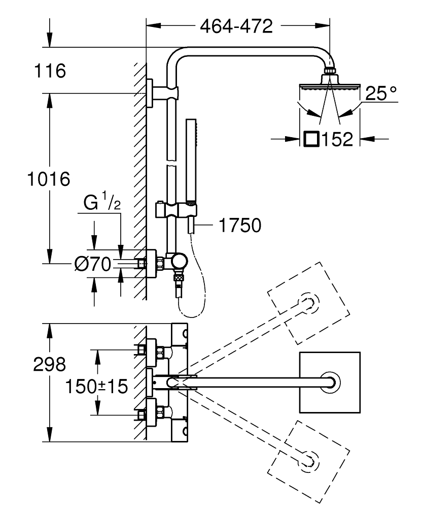 ЧертежGrohe Power&Soul (27911000)