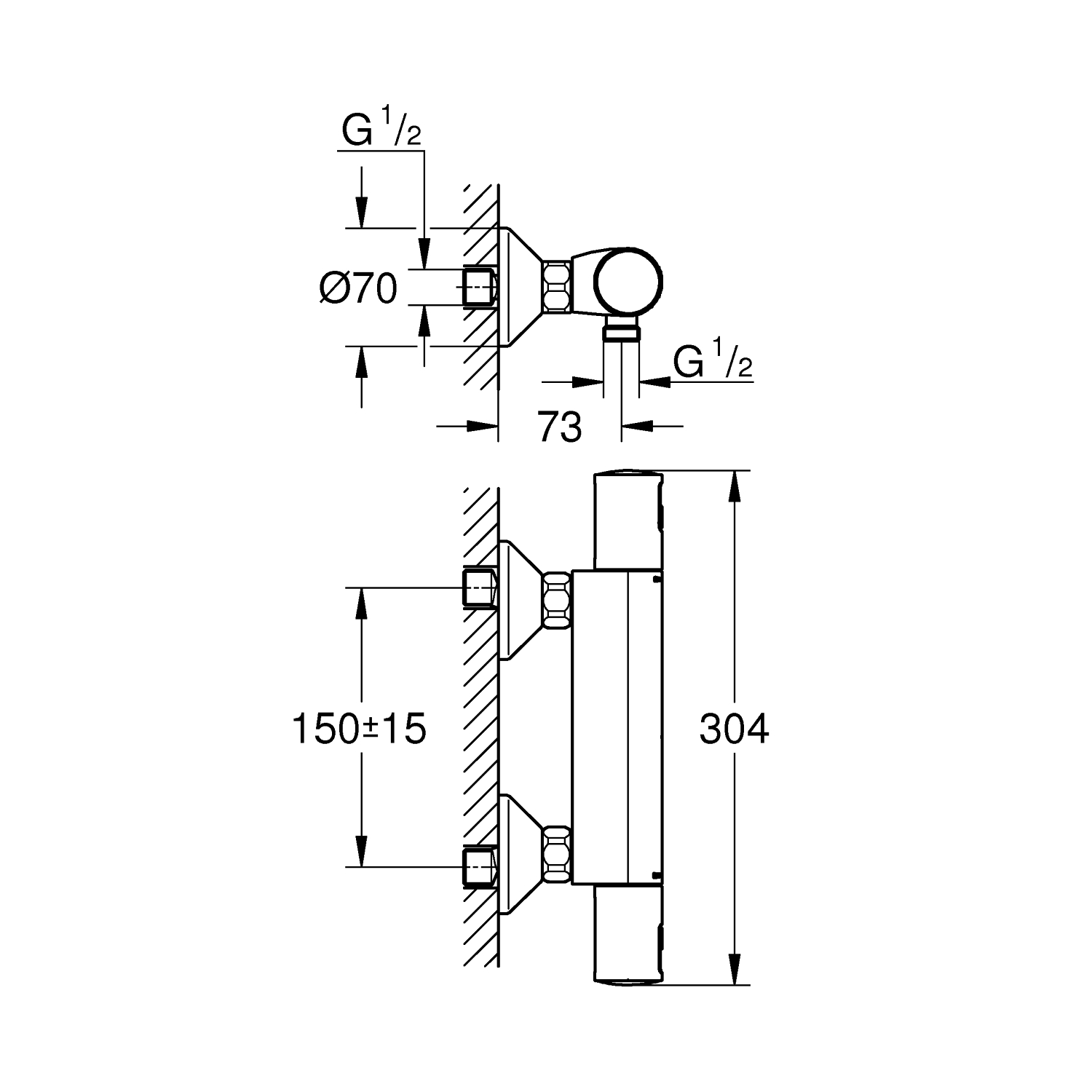 Precision Start Thermostatic shower mixer 1/2" 2