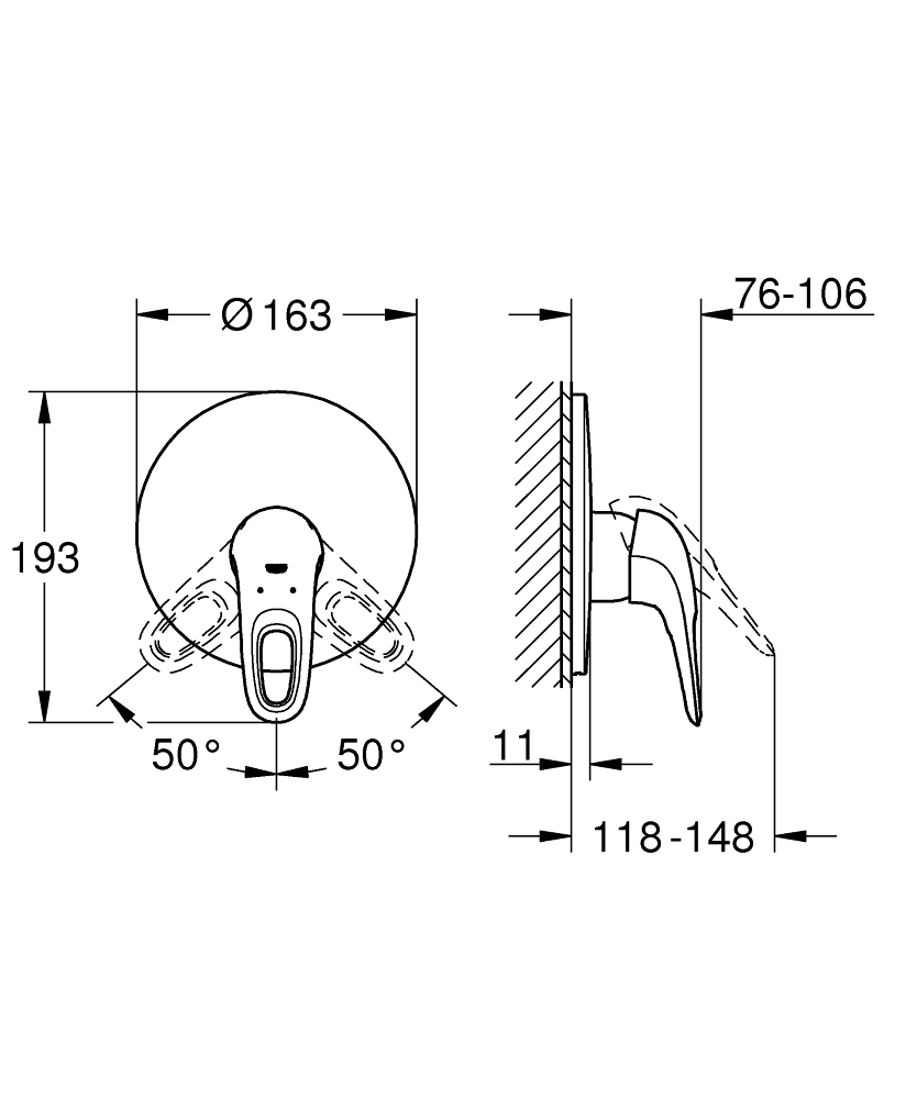 ЧертежGrohe Bau Loop (29080000)