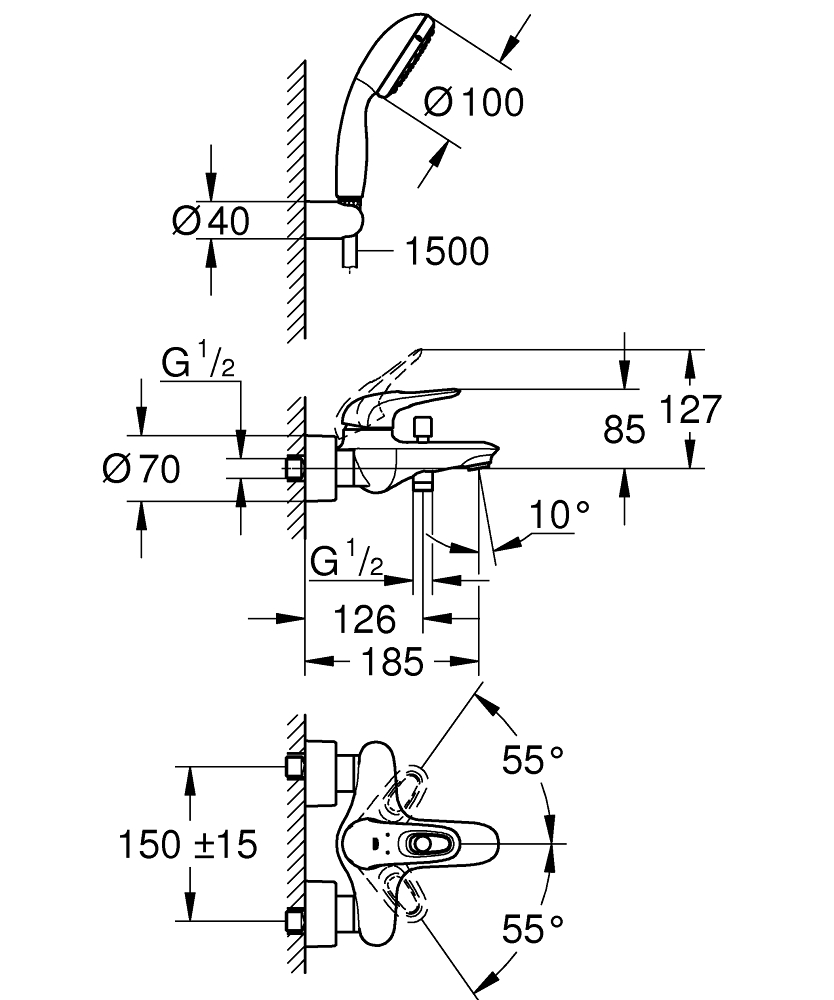 ЧертежGrohe Eurostyle (33591003)