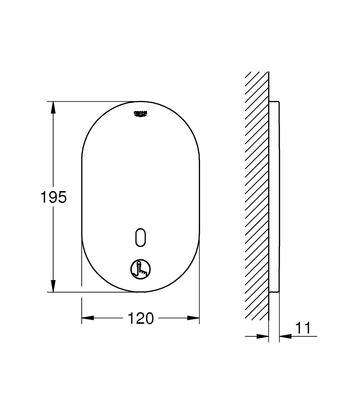 Eurosmart Cosmopolitan E Bluetooth Infra-red electronic for concealed shower thermostat ölçü ve teknik çizim
