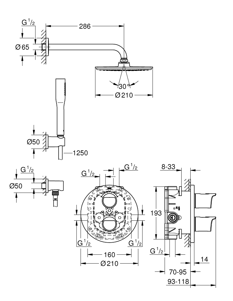 ЧертежGrohe Grohtherm 2000 NEW (34283001)