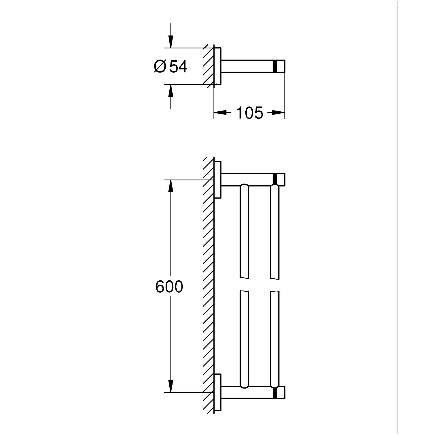 Start - Dubbele Handdoekstang 600mm - Chroom 2