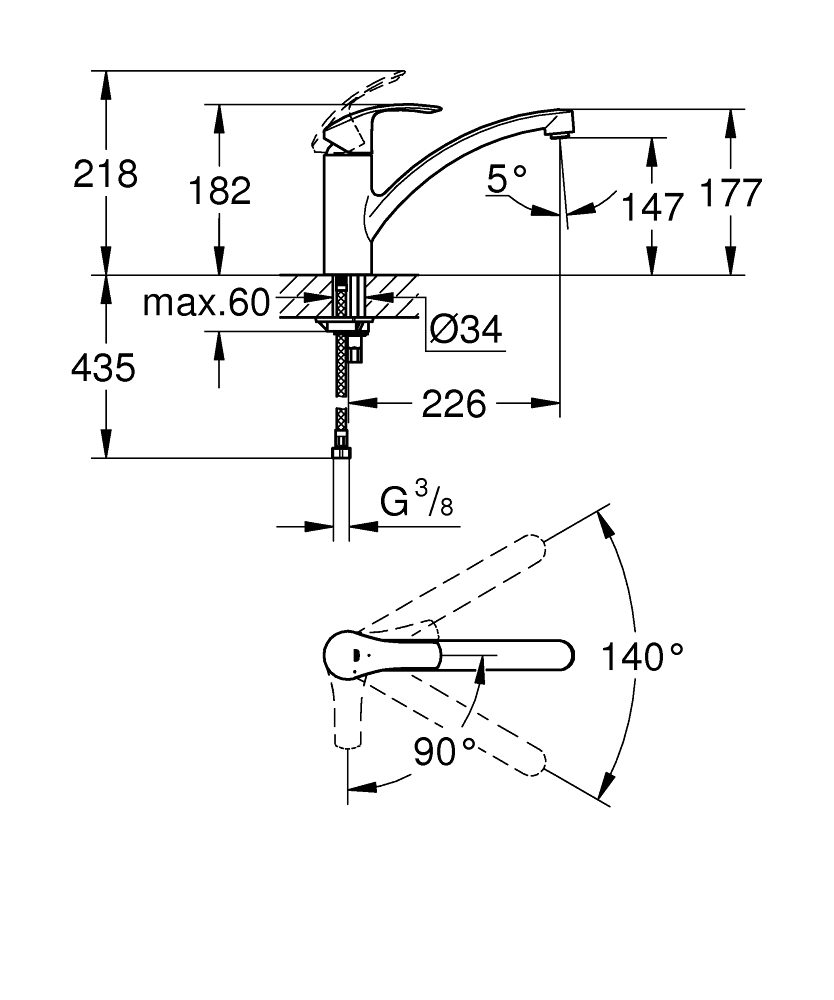 ЧертежGrohe Eurosmart (33281002)