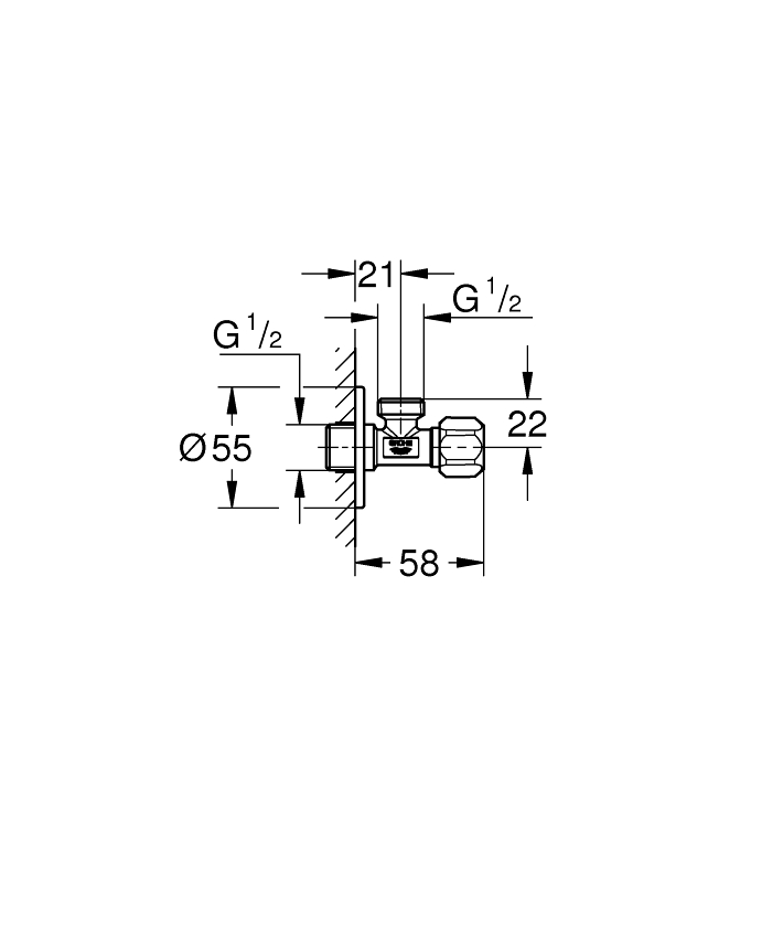 Angle Valves Rohový ventil, DN 15 ölçü ve teknik çizim