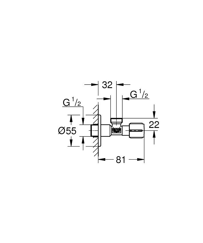 Angle Valves Rohový ventil, DN 15 ölçü ve teknik çizim