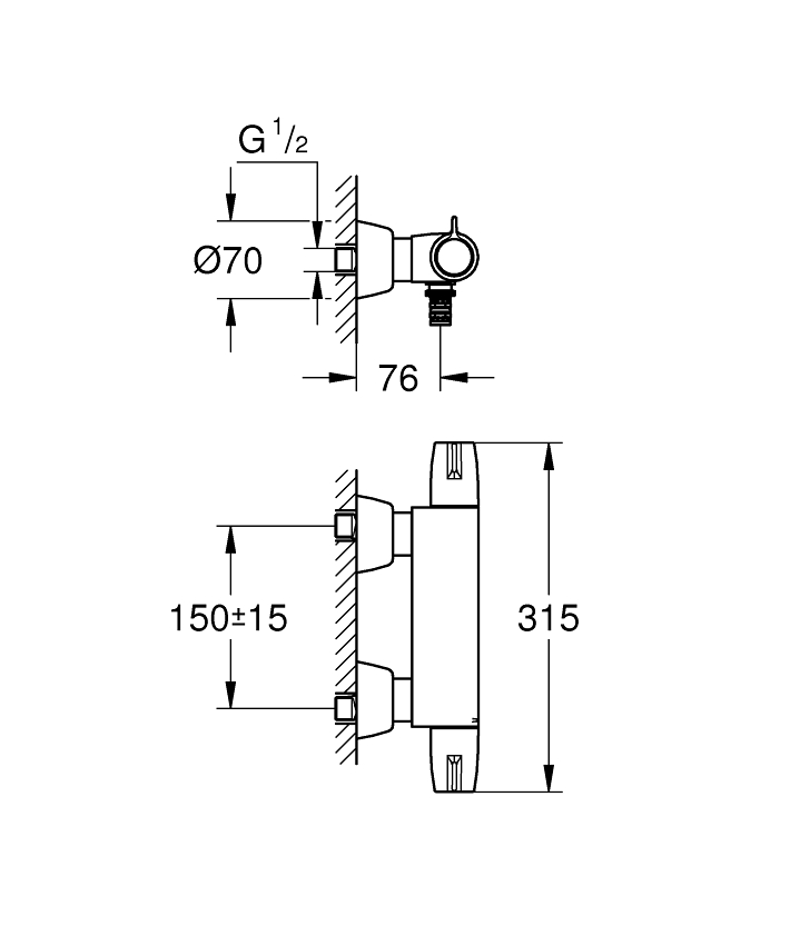 Grohtherm Special Thermostat-Waschtischbatterie, 1/2