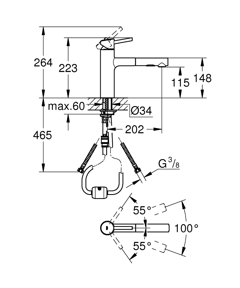 ЧертежGrohe Concetto (31128DC1)