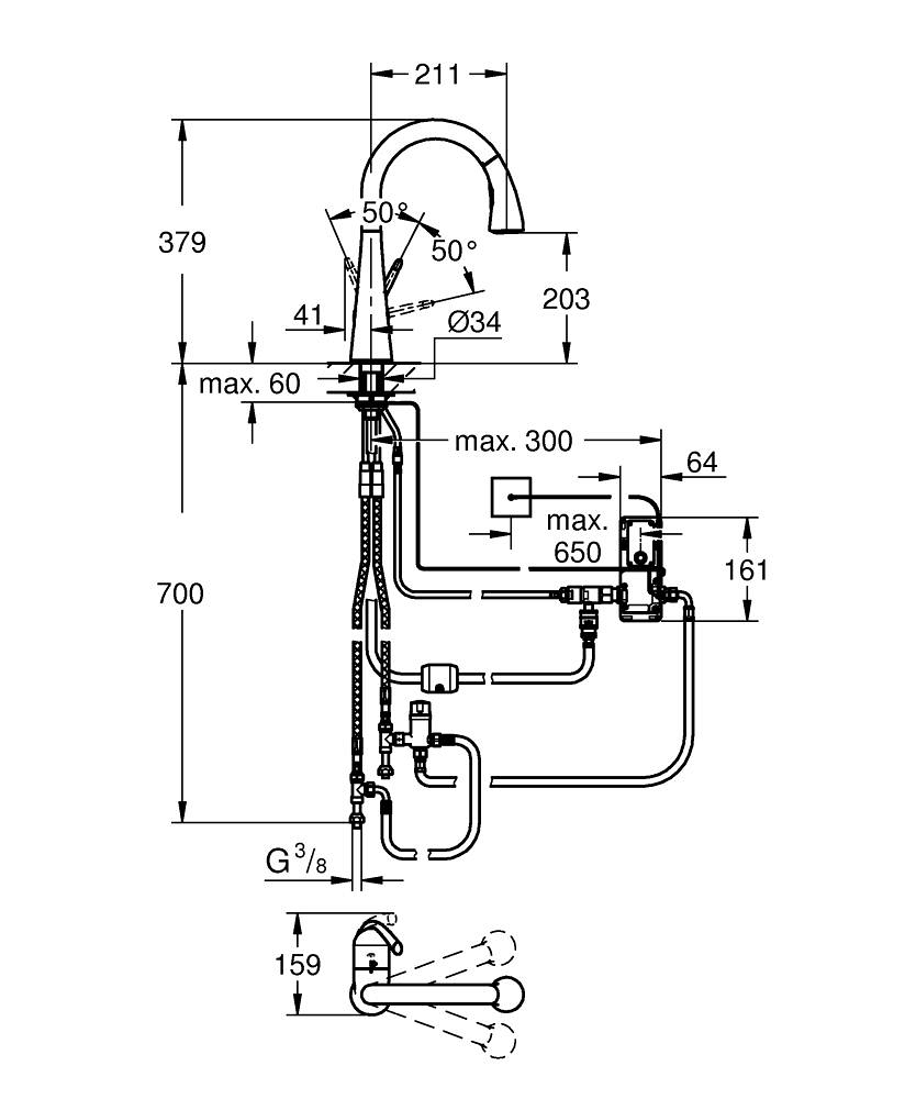 ЧертежGrohe Zedra Touch (30219000)