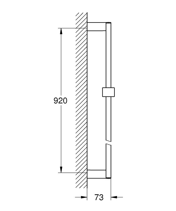 Euphoria Cube Duş sürgüsü, 900 mm ölçü ve teknik çizim