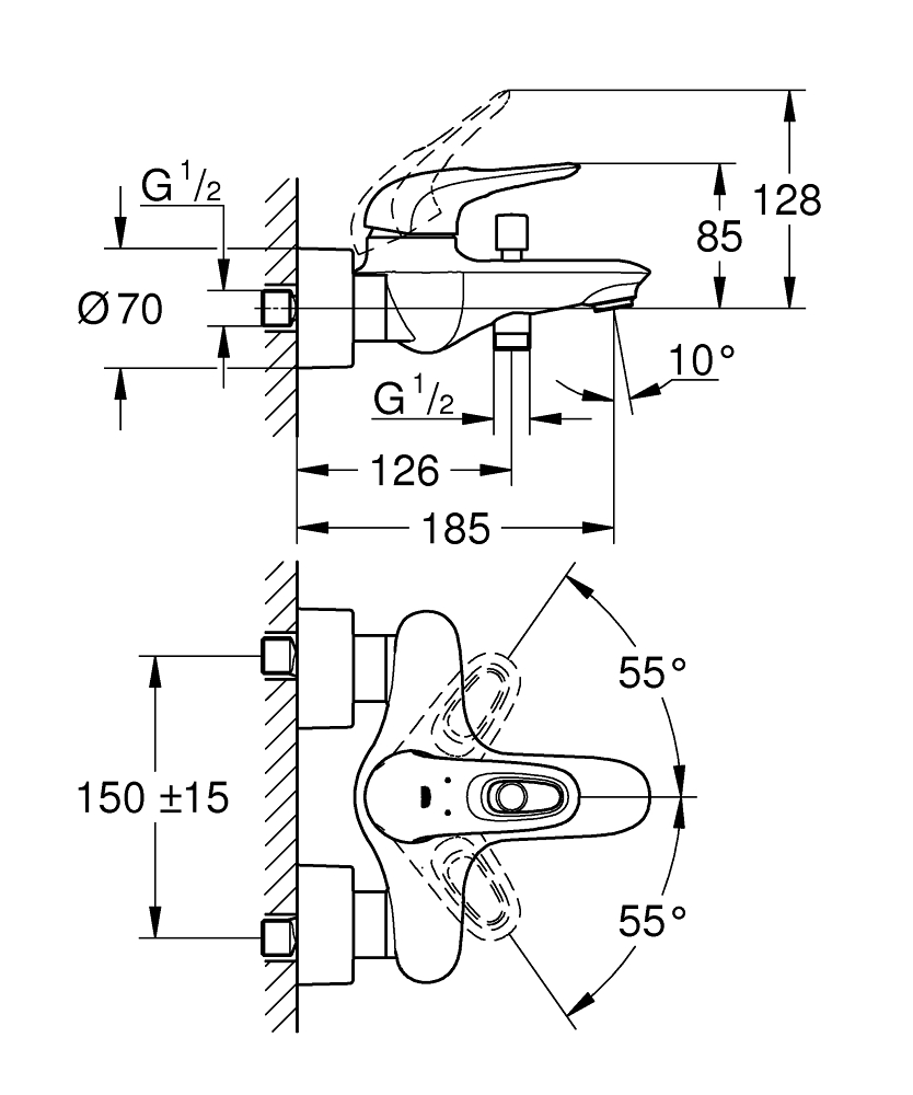 ЧертежGrohe Eurostyle (33591003)