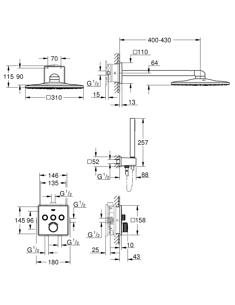 ЧертежHansgrohe Ecostat E (15705000)