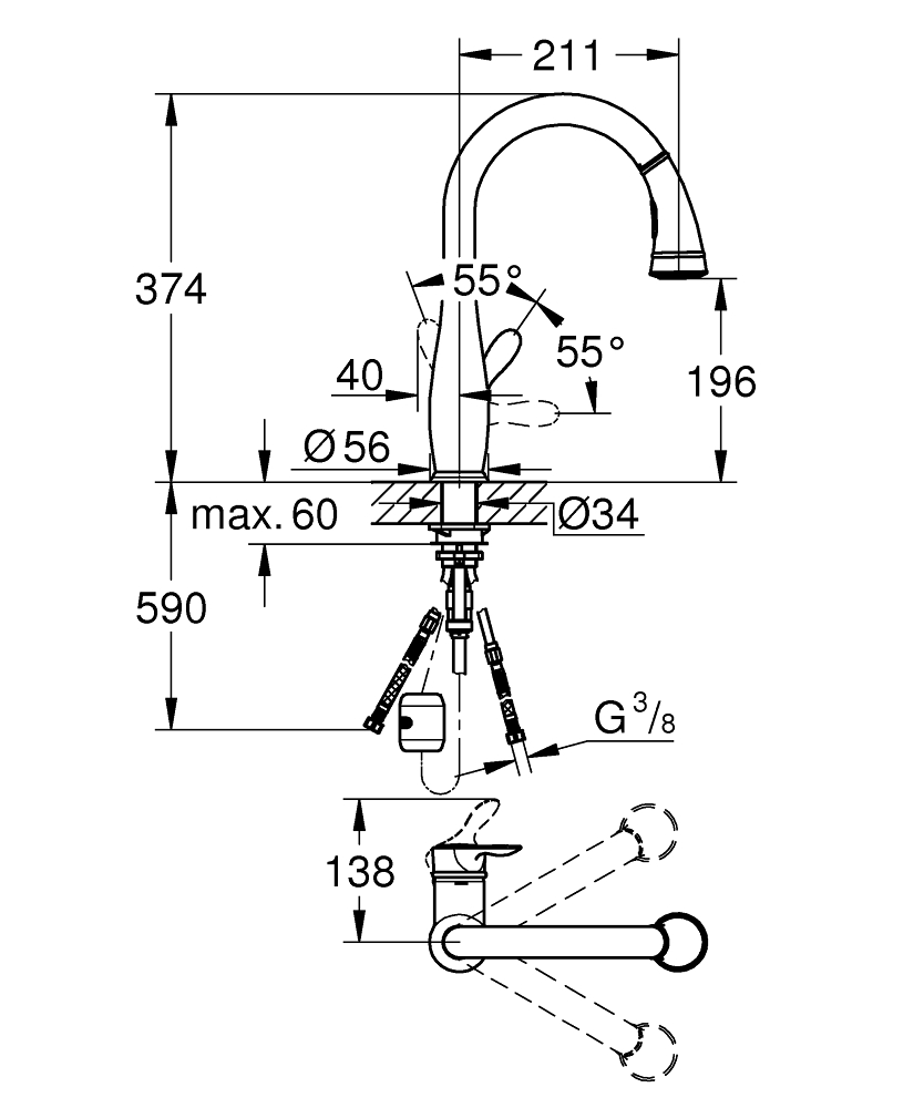 ЧертежGrohe Parkfield (30215000)