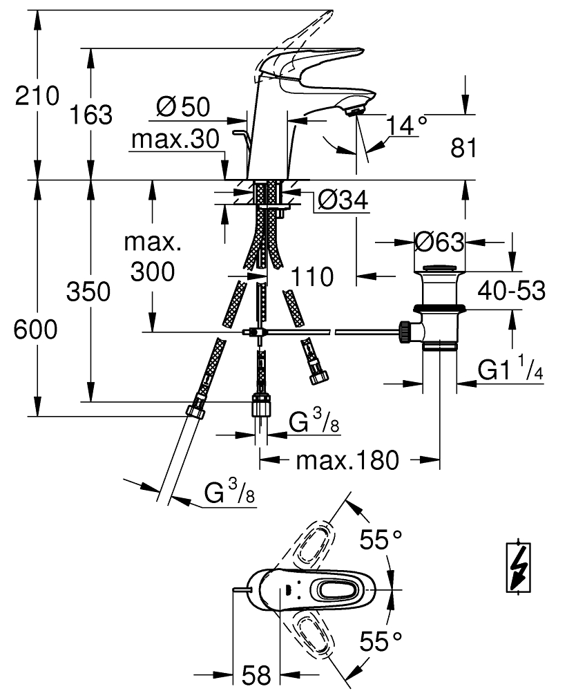 ЧертежGrohe Eurostyle (33558003)