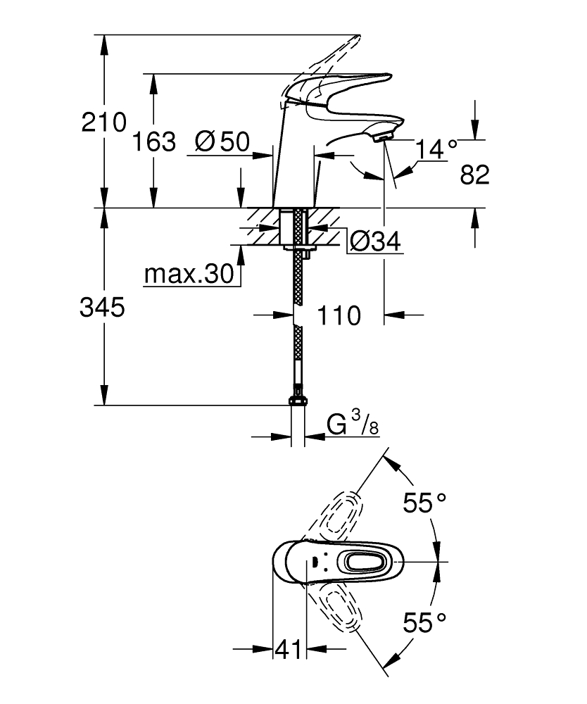 ЧертежGrohe Eurostyle (32468001)