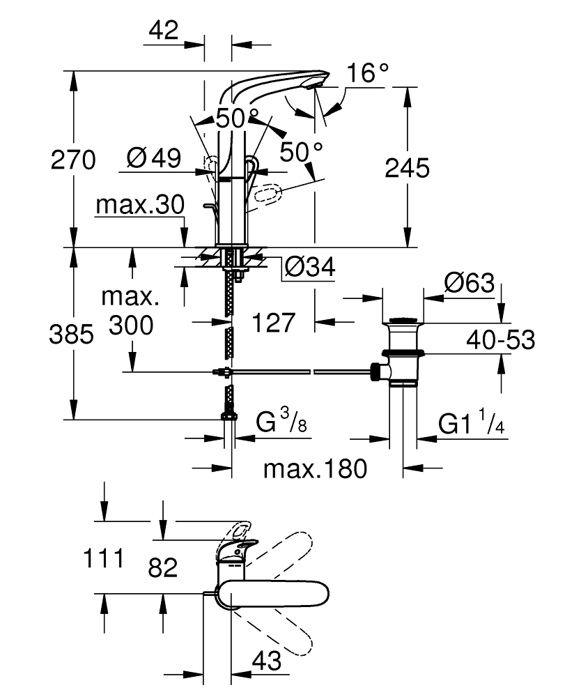 ЧертежGrohe Eurostyle (32468001)