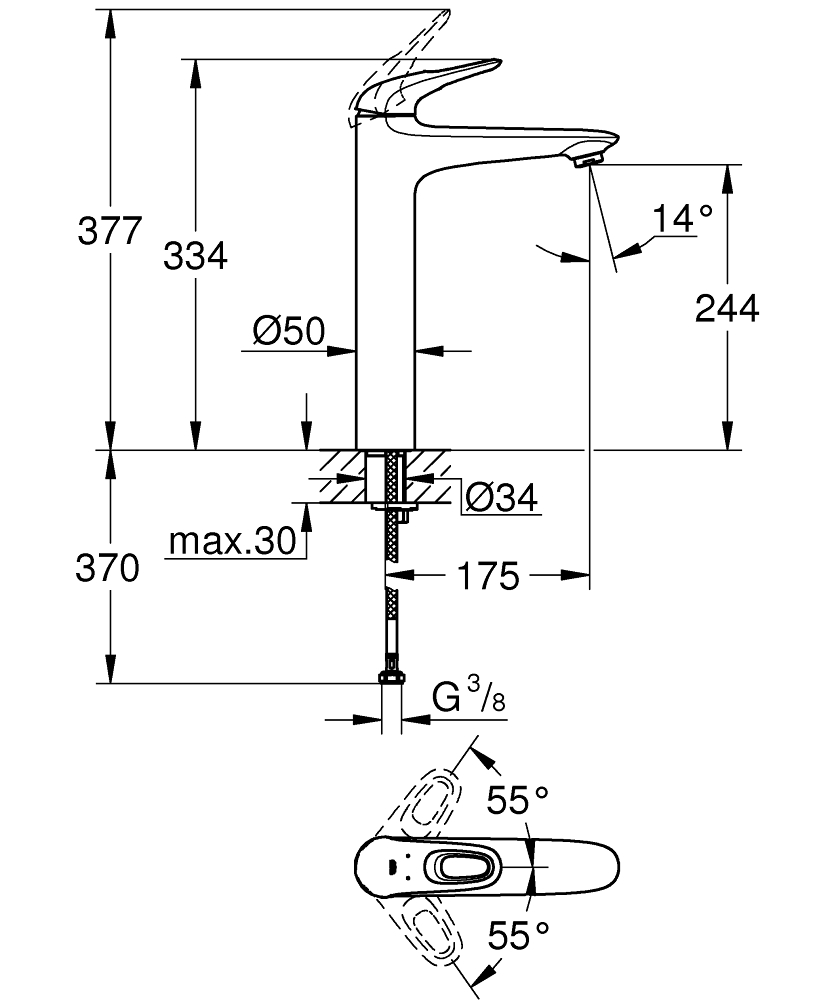 ЧертежGrohe Eurostyle (32468001)