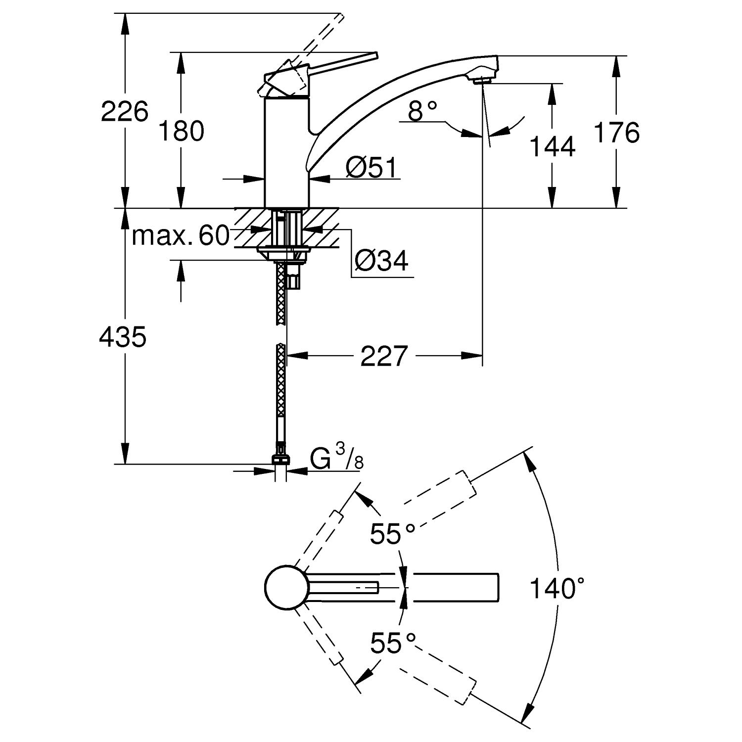 Swift - Kitchen Tap Low Spout - Chrome 2