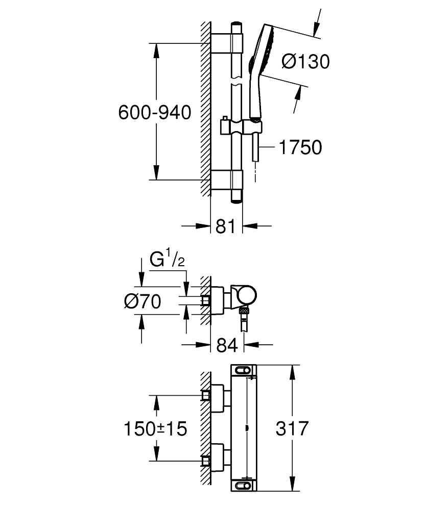 ЧертежGrohe Grohtherm 2000 NEW (34281001)