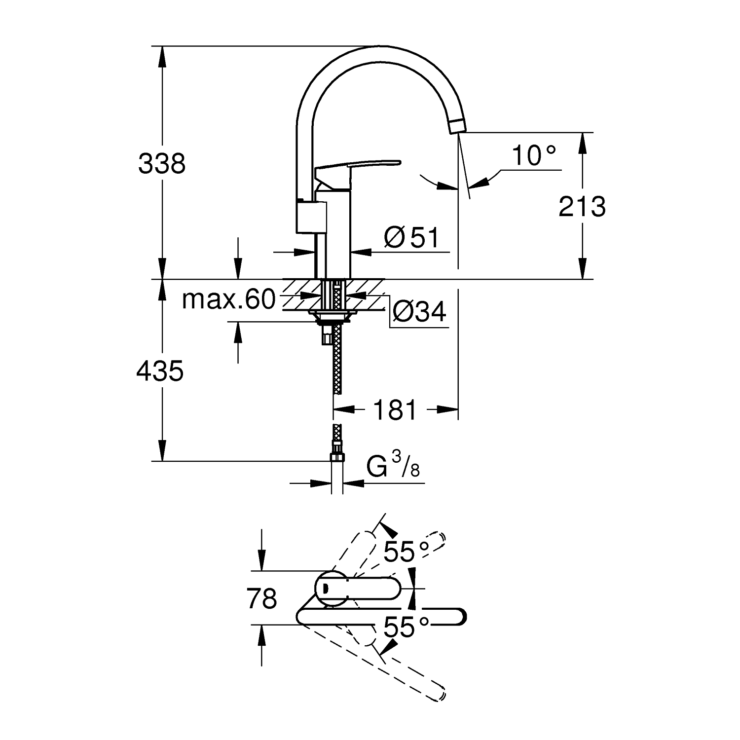 Wave Cosmopolitan - Kitchen Tap C-Spout - Chrome 2