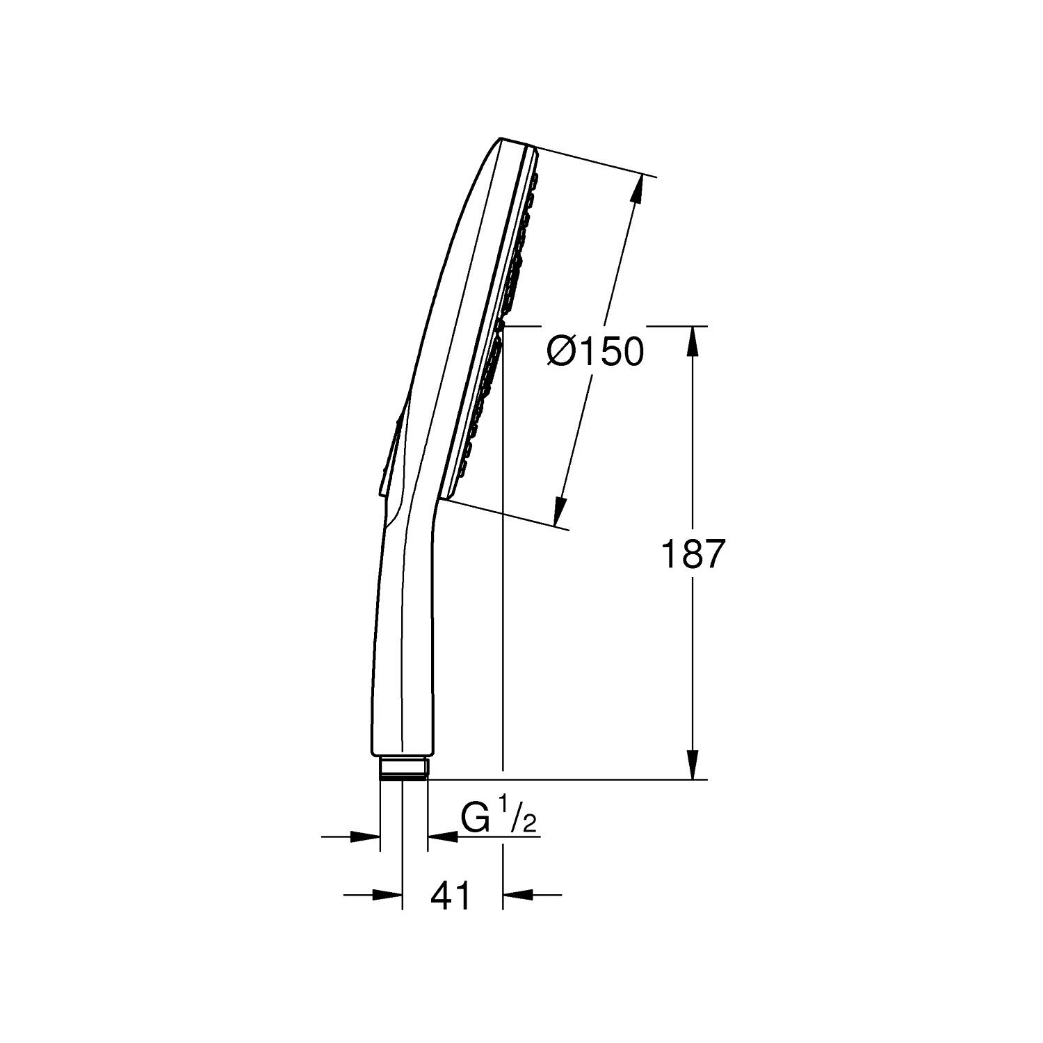 Vitalio SmartActive - Handdusch 150 mm, 9,5 liter med 3 stråltyper - Krom 4