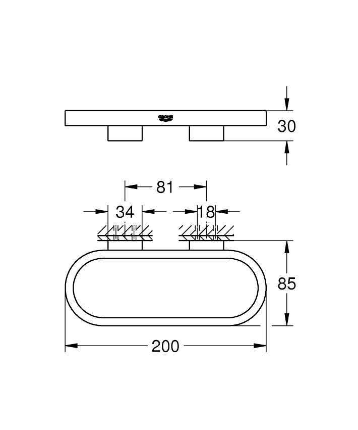 Selection Towel ring/holder ölçü ve teknik çizim