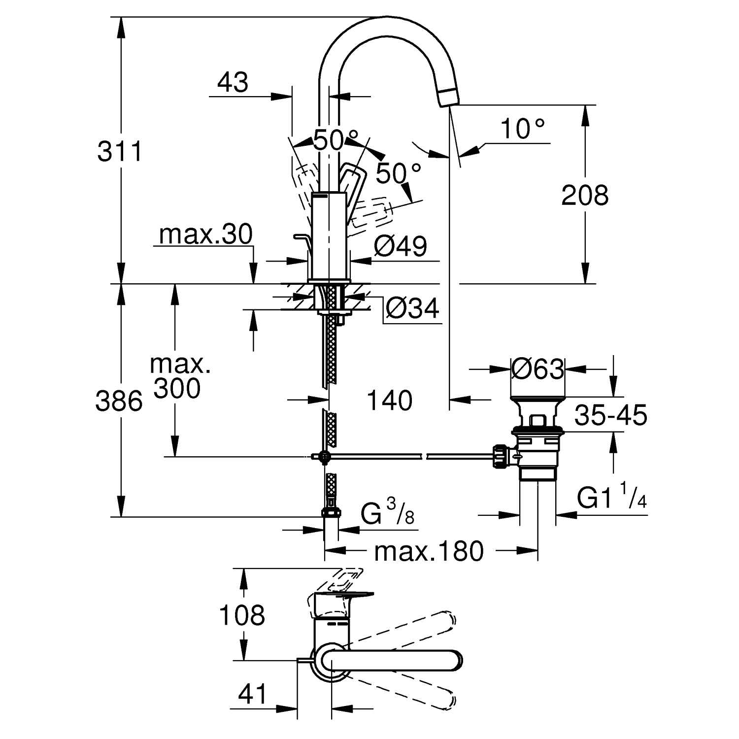 Start Loop Miscelatore monocomando<br />per lavabo<br />Taglia L 5