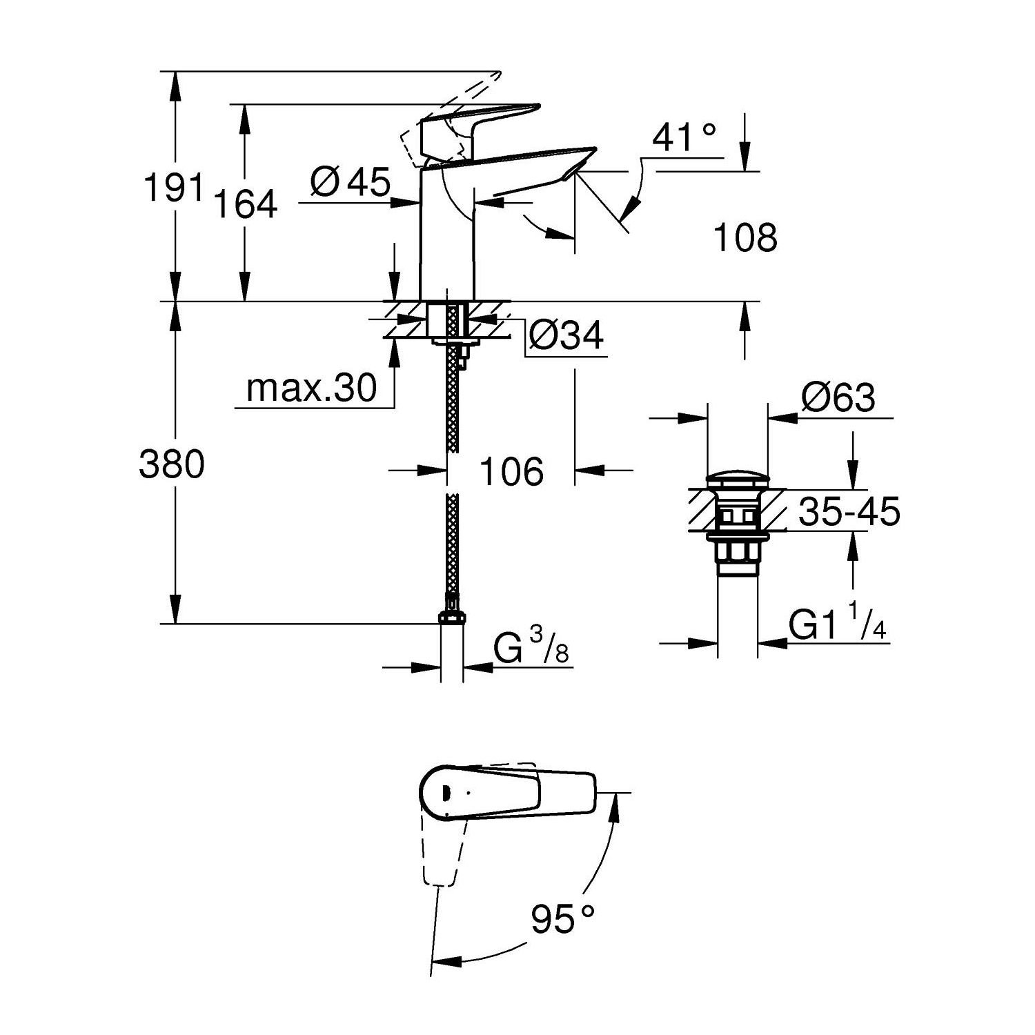 Start Edge Miscelatore monocomando <br />per lavabo<br />Taglia M 5