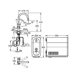GROHE Blue Home Starter Kit C-ex - Cromo con installazione