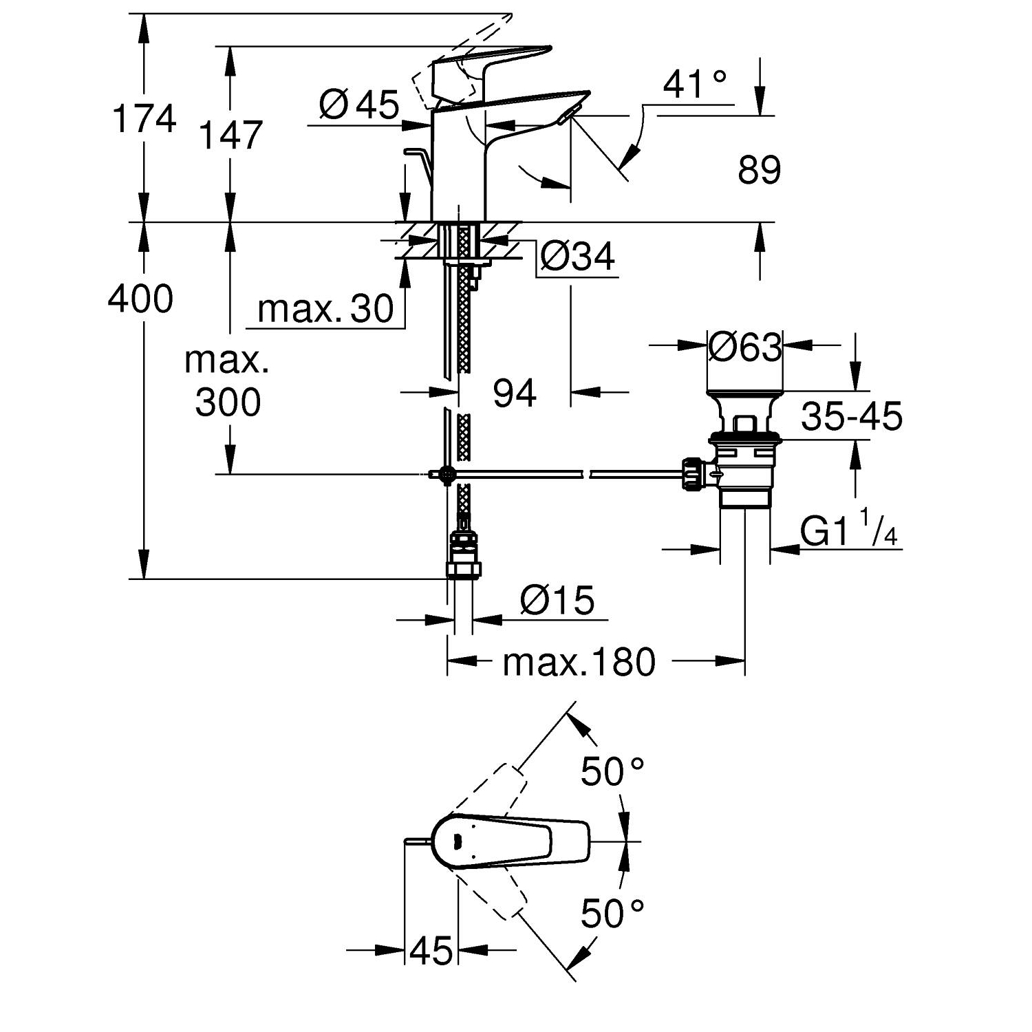Start Edge Basin mixer 1/2"<br />S-Size 5