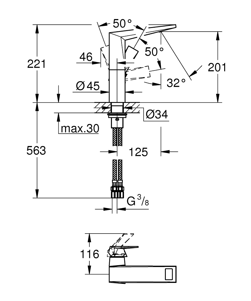 bimstore - Grohe - ALLURE BRILLIANT Single-lever basin mixer 1/2″ L ...
