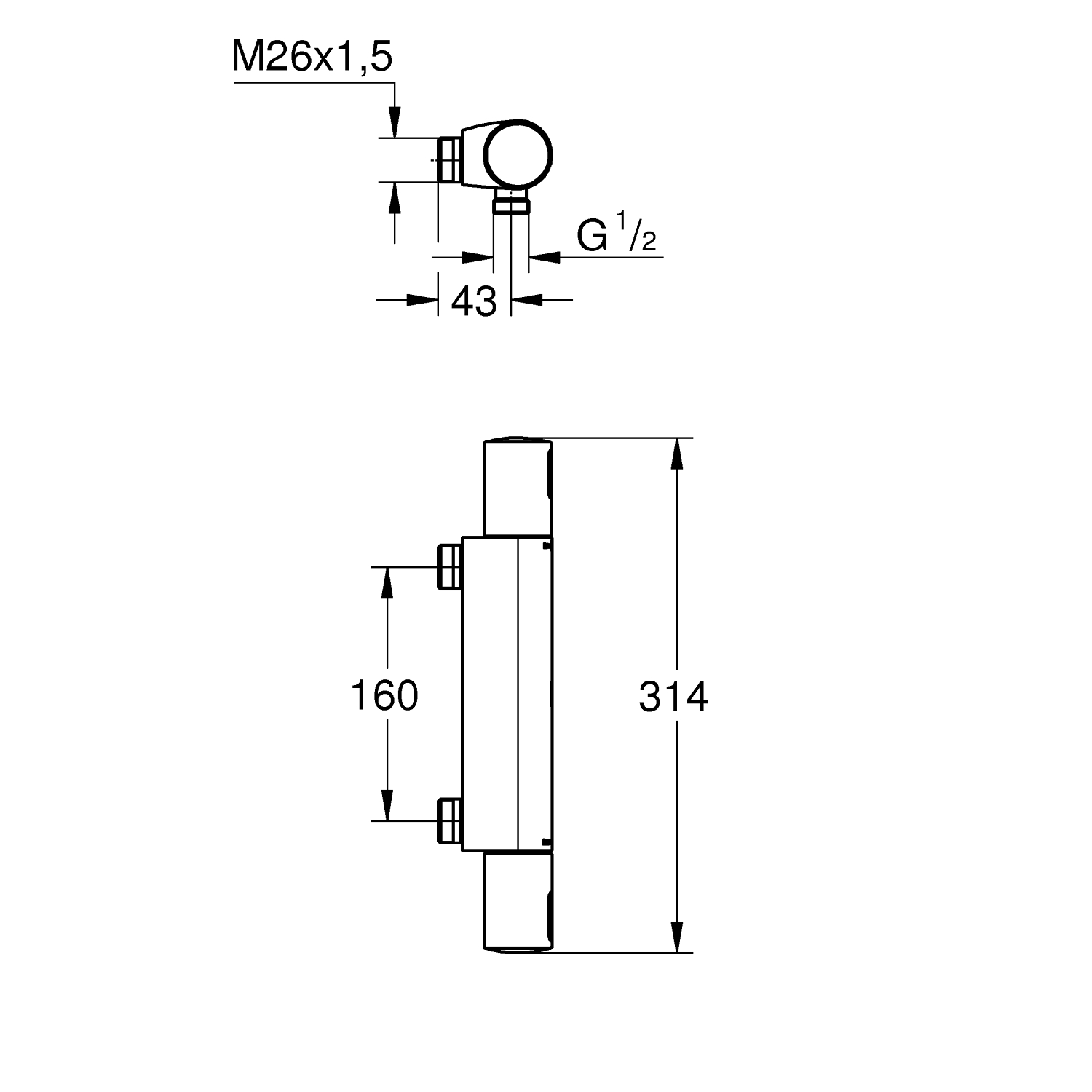 Precision Start Thermostatic shower mixer 1/2", 160cc 5