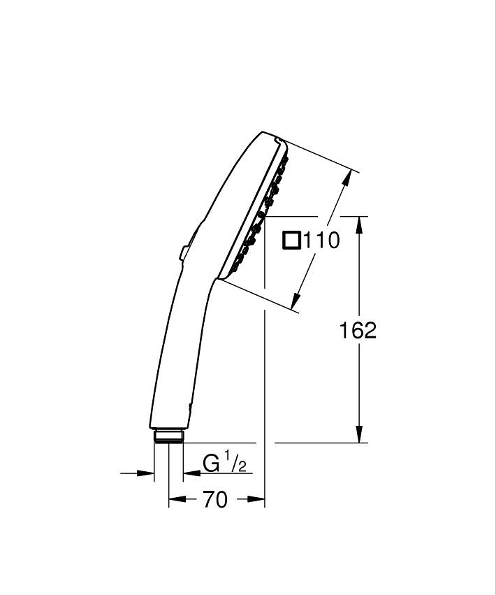 Tempesta Cube 110 El duşu 3 akışlı ölçü ve teknik çizim