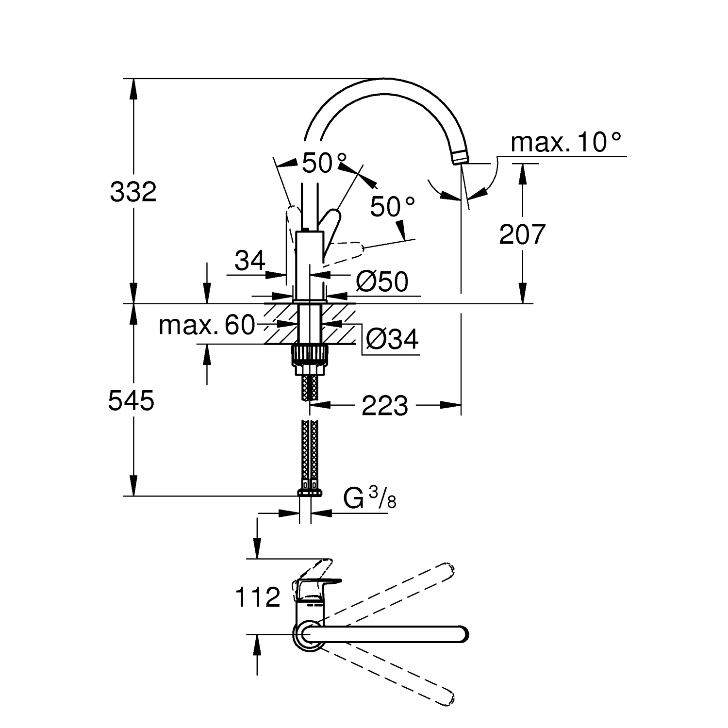 Start Curve - Kitchen Tap C-Spout  - Chrome 2