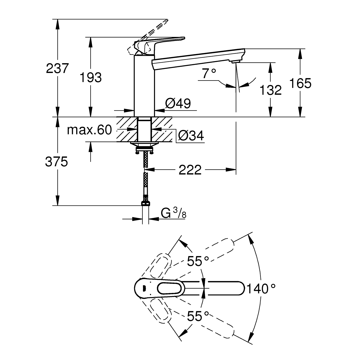 Start Flow - Kitchen Tap Medium Spout  - Chrome 4