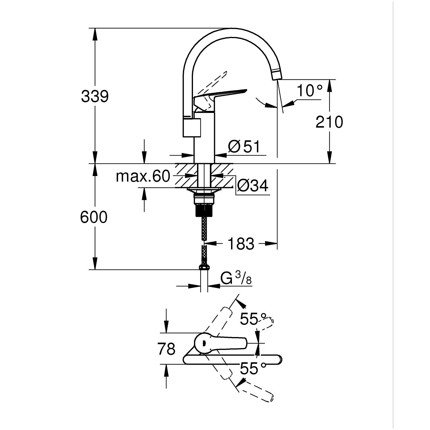 Start - Kitchen Tap C-Spout - Chrome 4