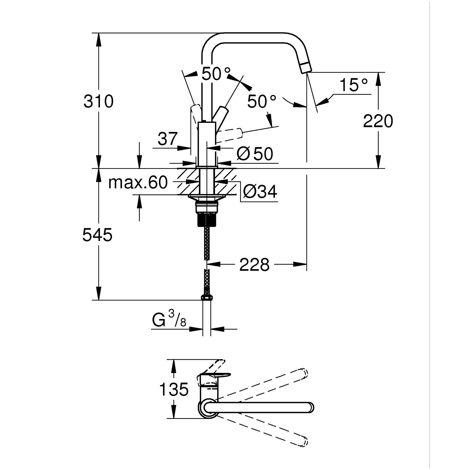 Start - Kitchen Tap U-Spout - Supersteel 5