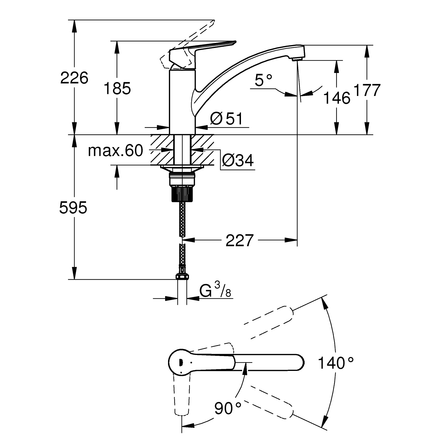 Start - Kitchen Tap Low Spout  - Chrome 5