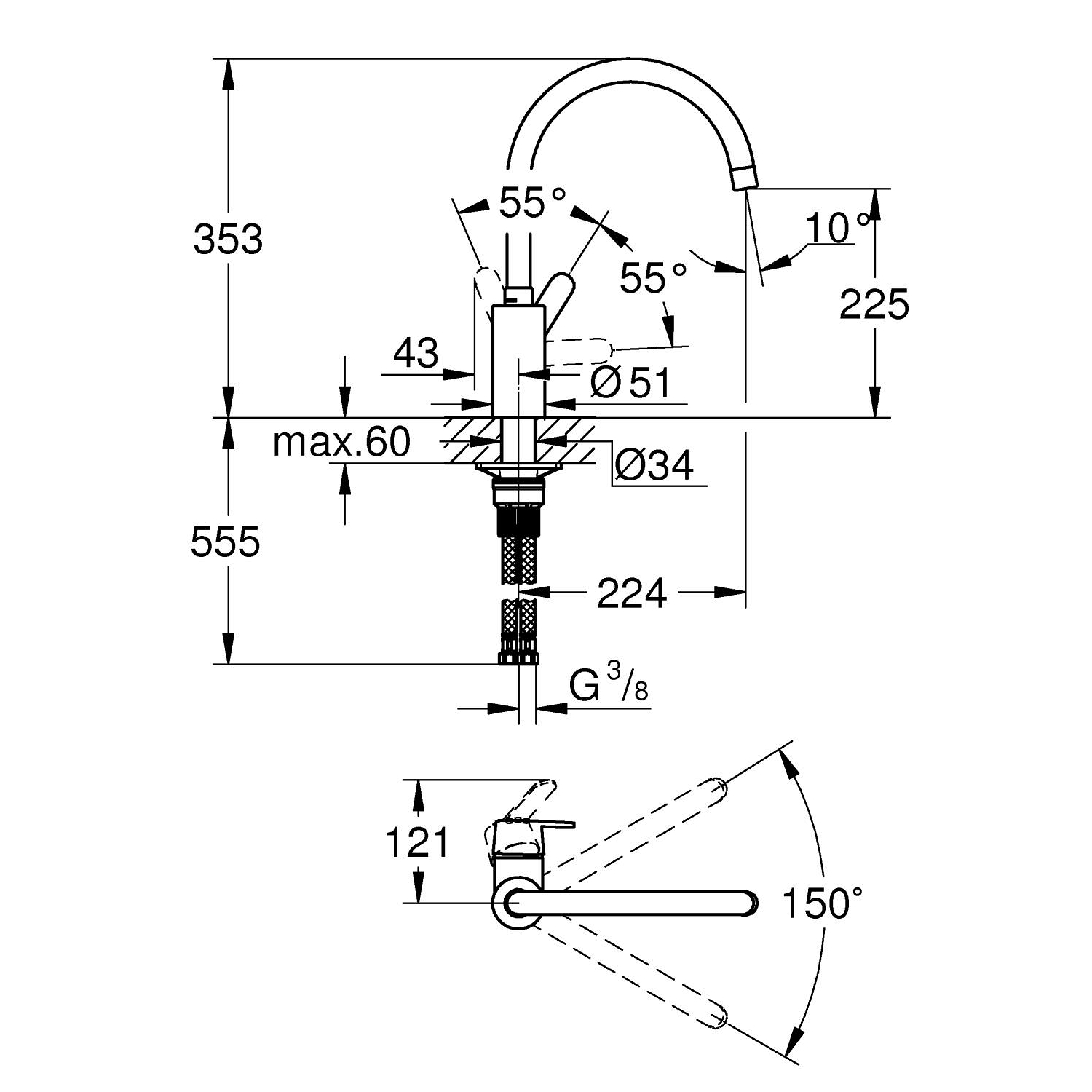 Get - Kitchen Tap C-Spout - Chrome 2