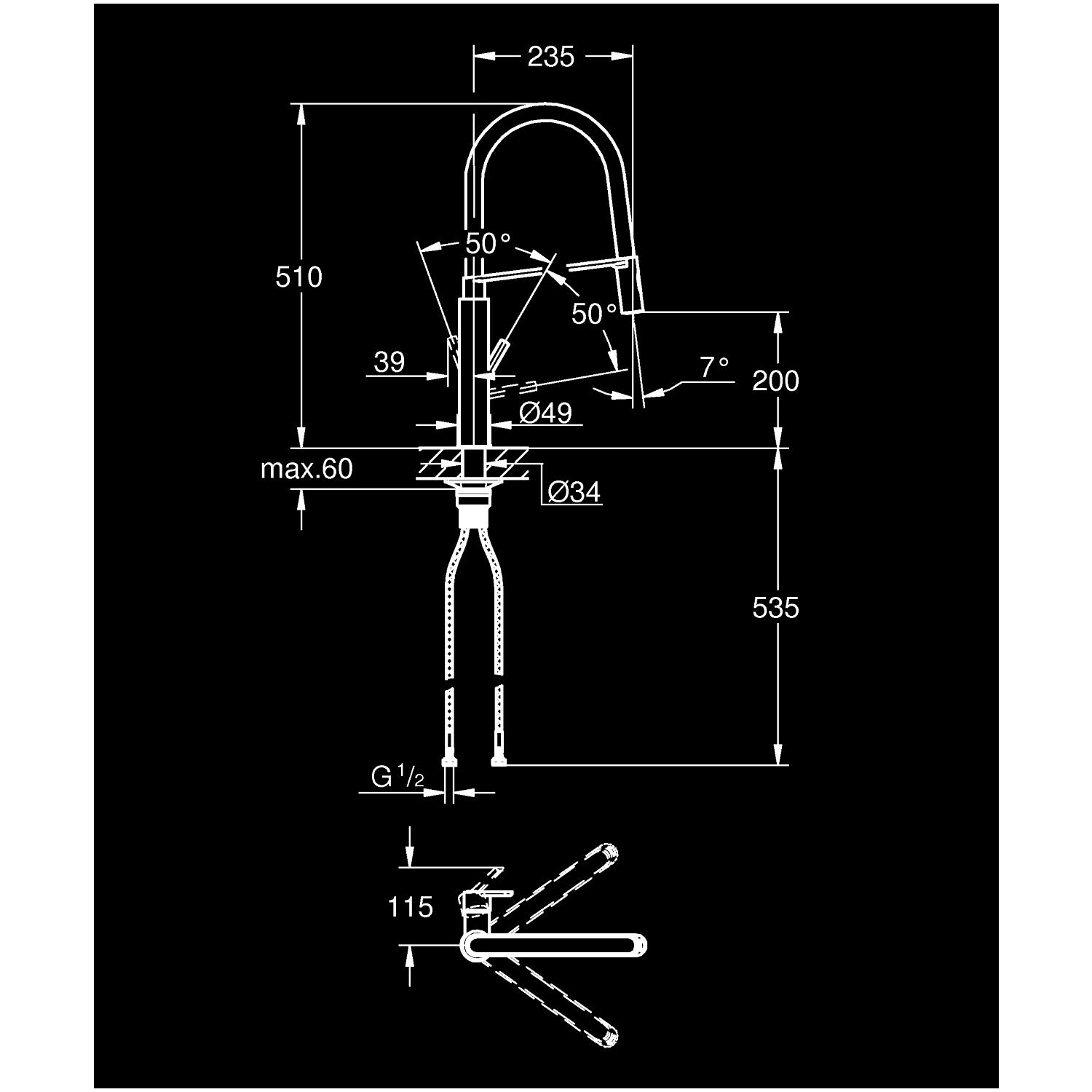 Feel - Kitchen Tap Medium Spout with Profi Spray  - Chrome 4