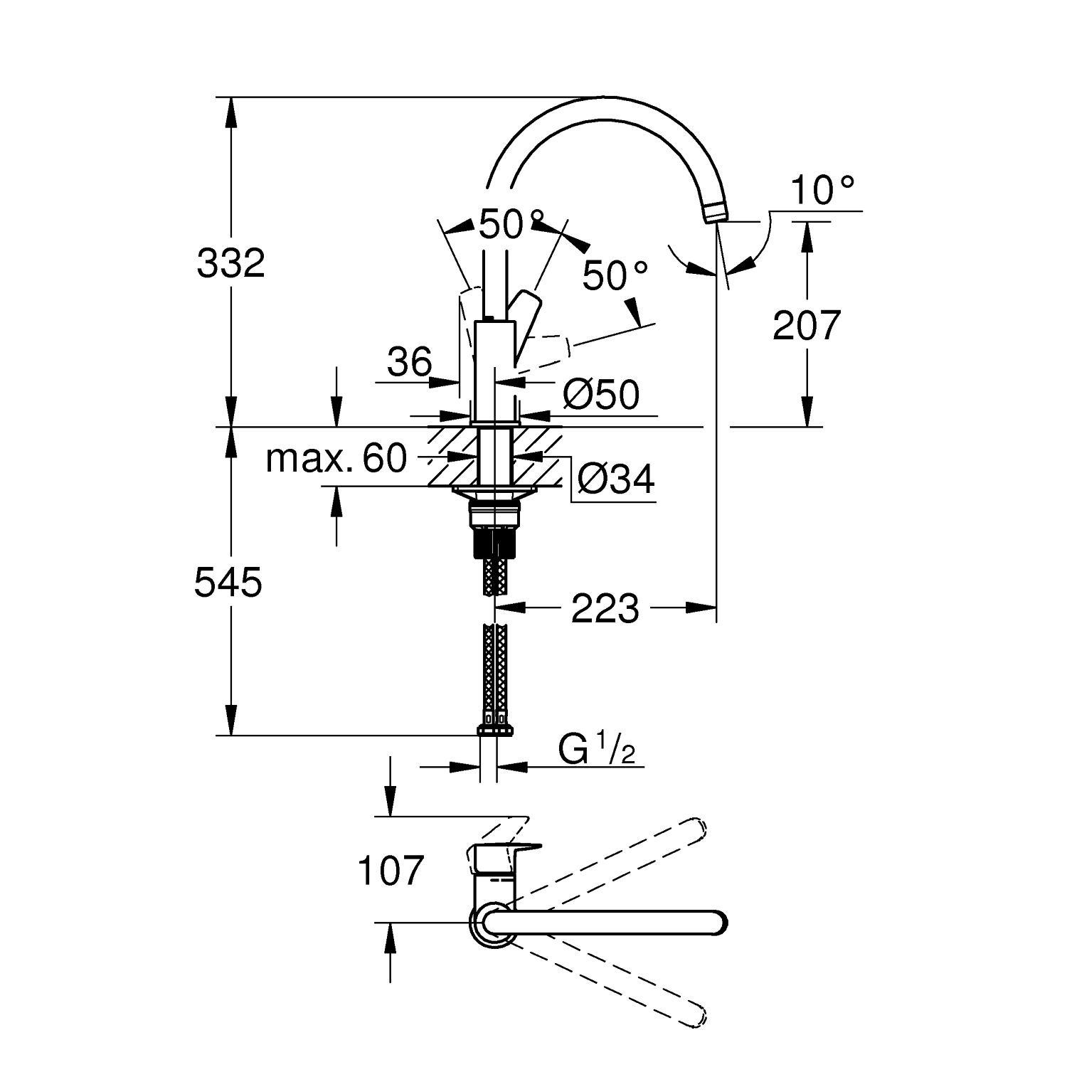 Start Edge - Kitchen Tap C-Spout  - Chrome 3