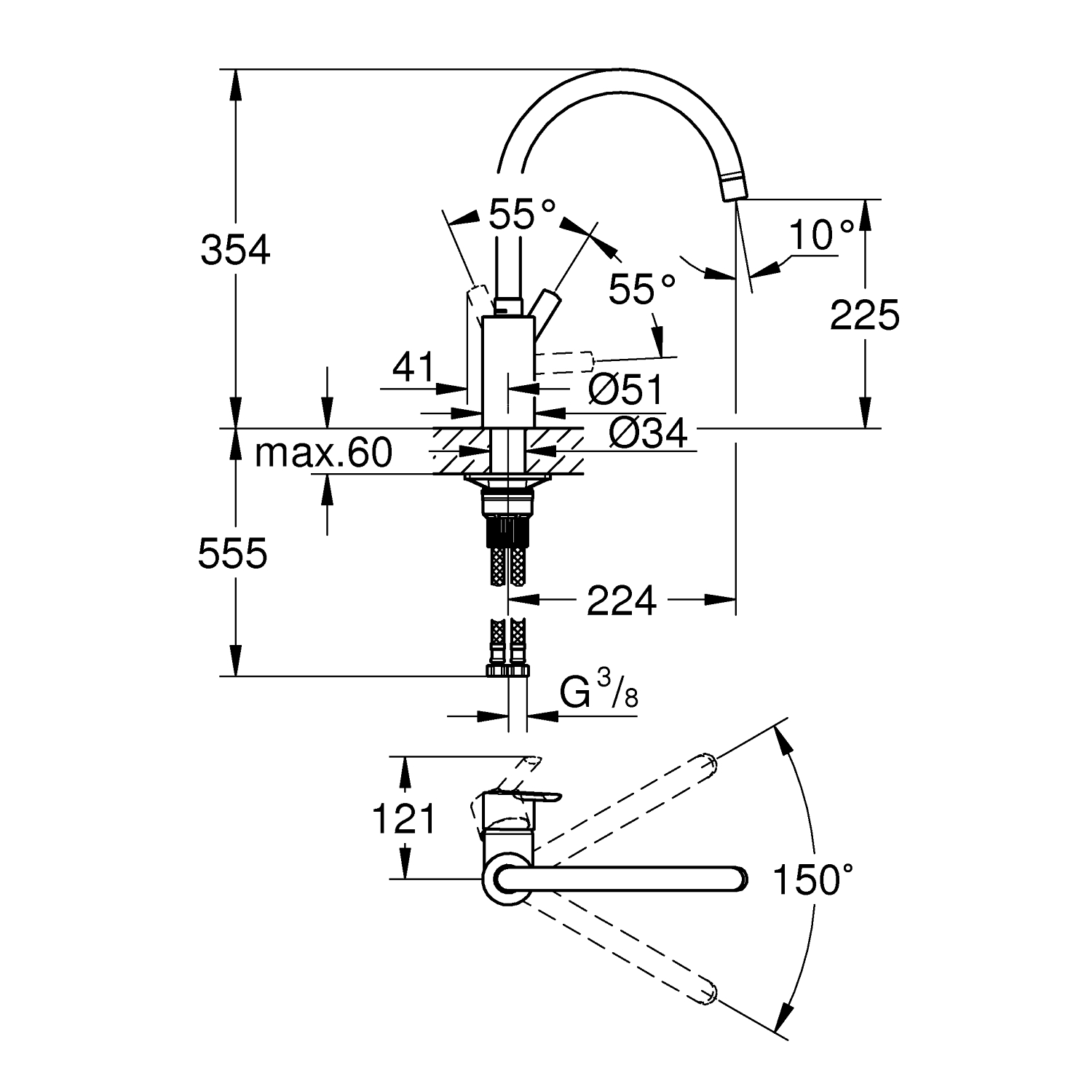 Feel - Kitchen Tap C-Spout - Supersteel 3