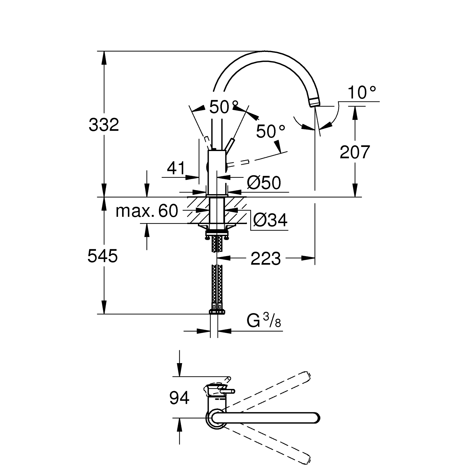 Start Classic - Kitchen Tap C-Spout  - Chrome 2