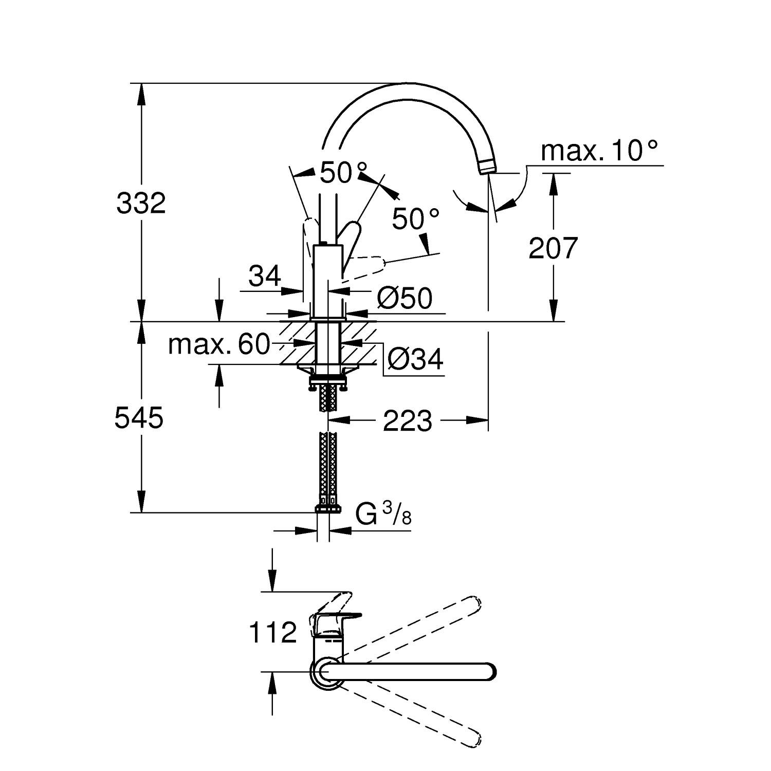 Start Curve - Kitchen Tap C-Spout  - Chrome 2