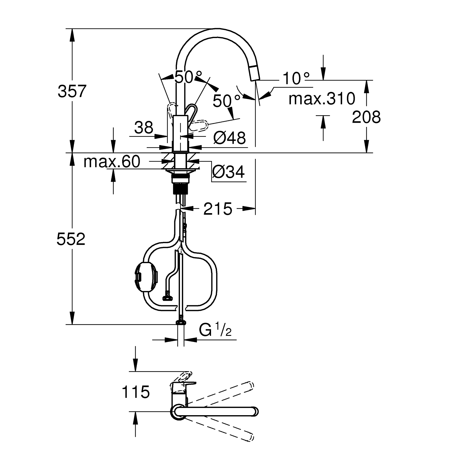 Start Flow Single-lever sink mixer 1/2" 5