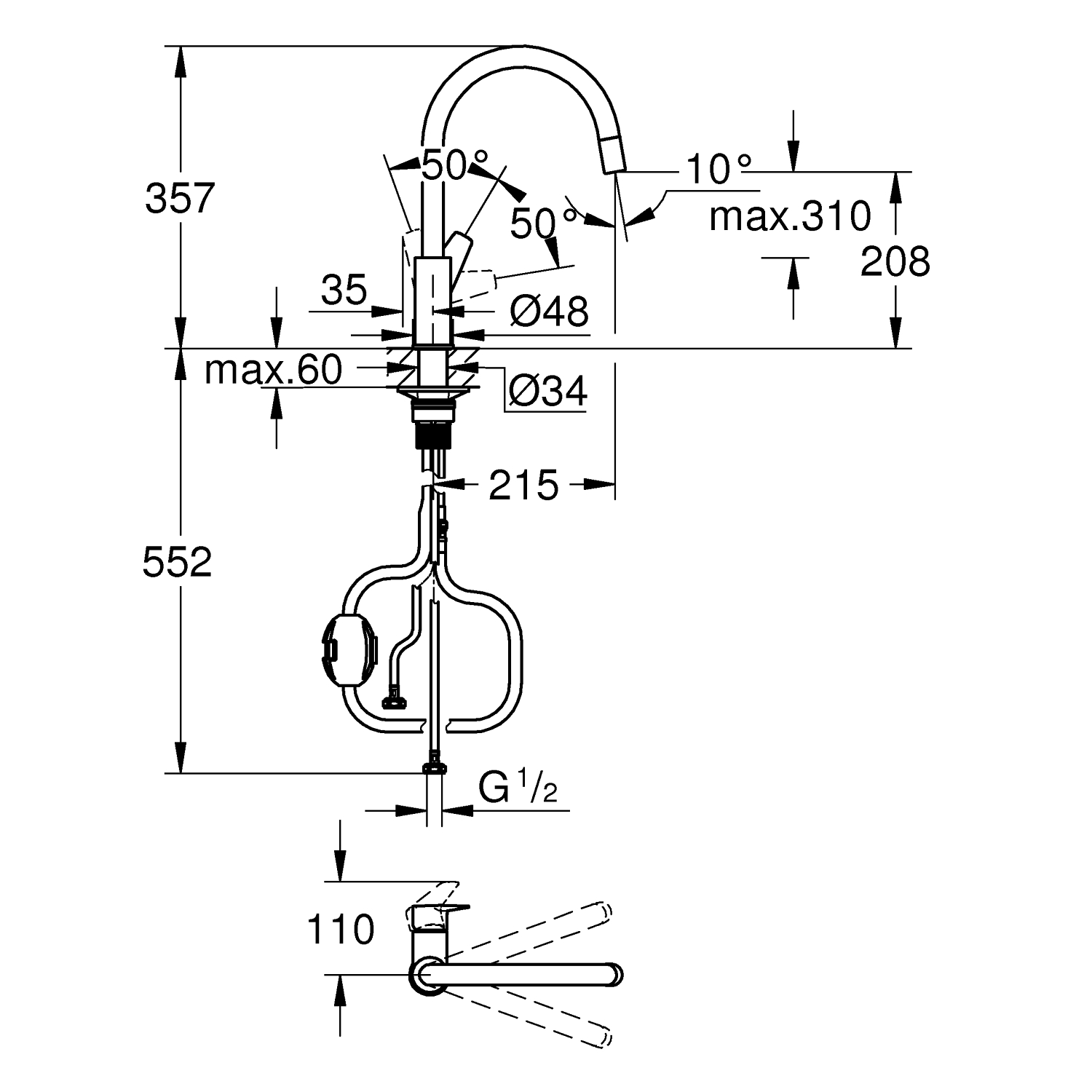 StartEdge Single-lever sink mixer 1/2" 5