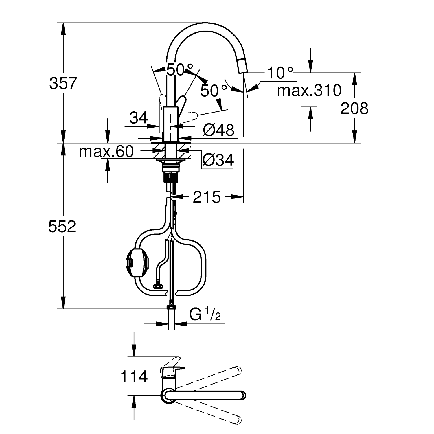 Start Curve Single-lever sink mixer 1/2" 5